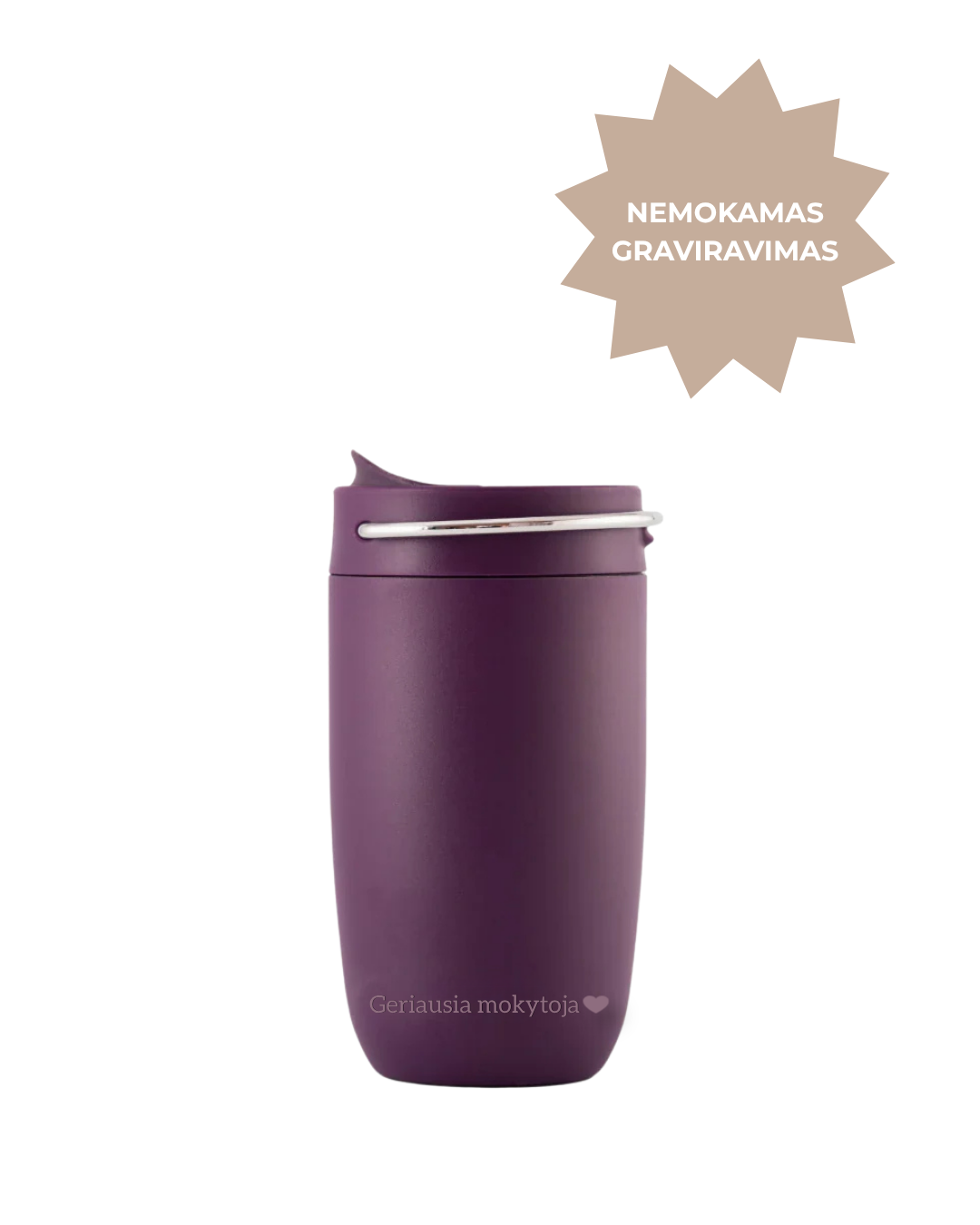 Puodelis MULBERRY su užrašu „Geriausia mokytoja ❤️“