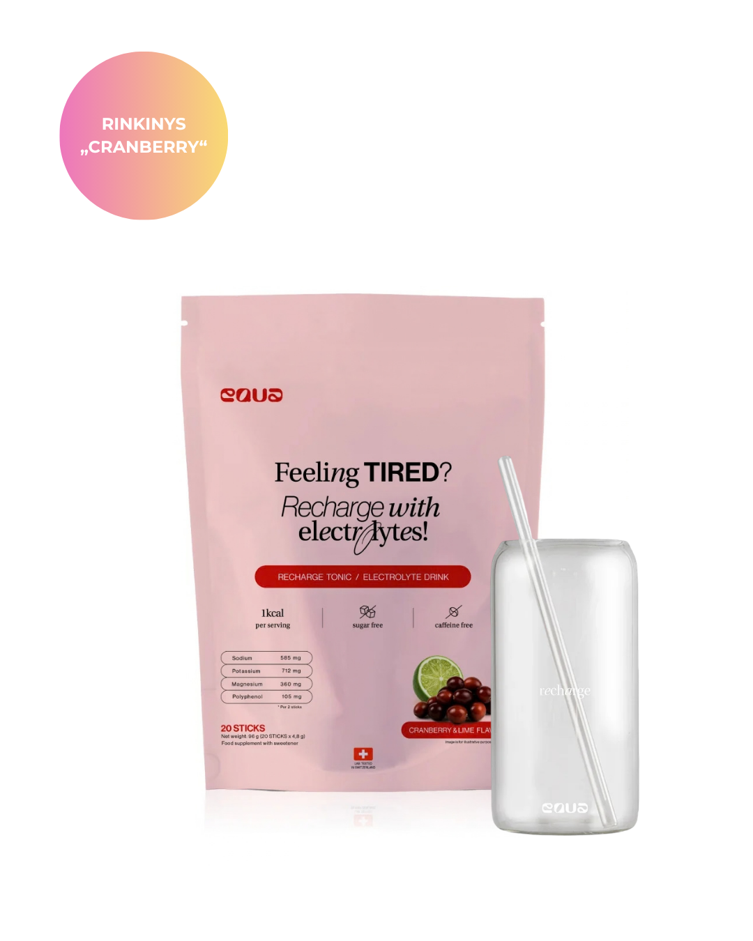 Elektrolitų ir stiklinės rinkinys "Cranberry"