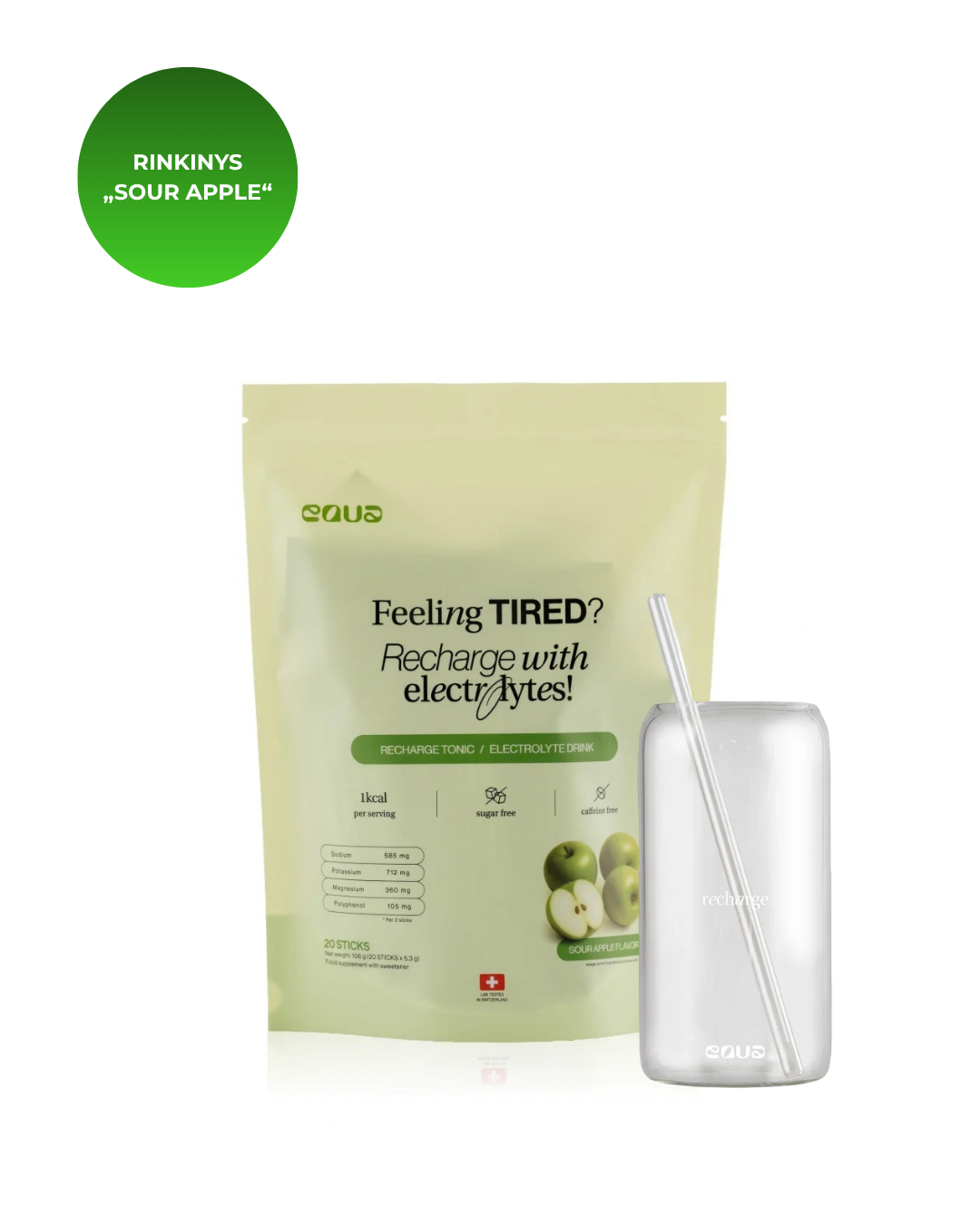 Elektrolitų ir stiklinės rinkinys "Sour Apple"