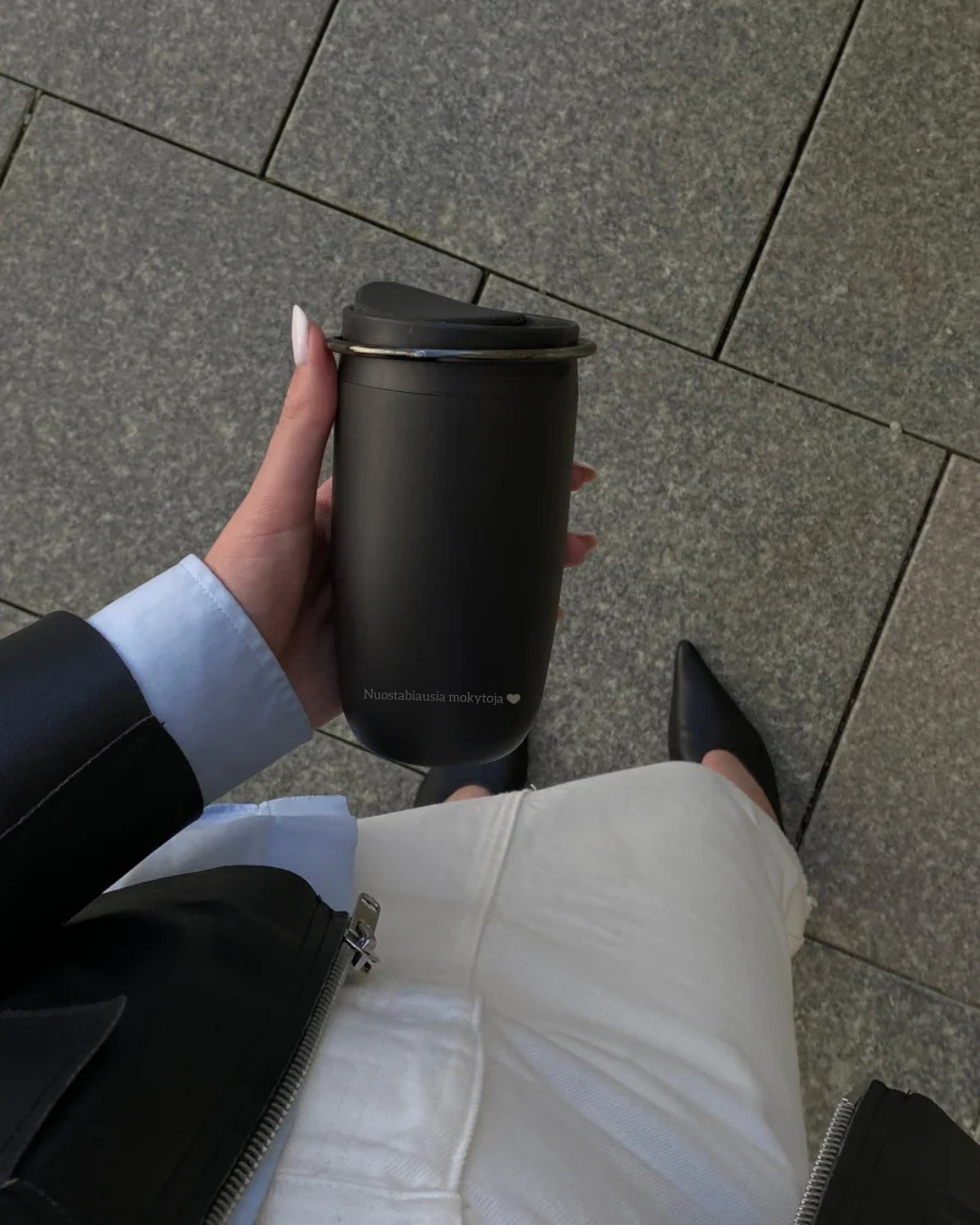 Puodelis BLACK su užrašu „Nuostabiausia mokytoja ❤️“