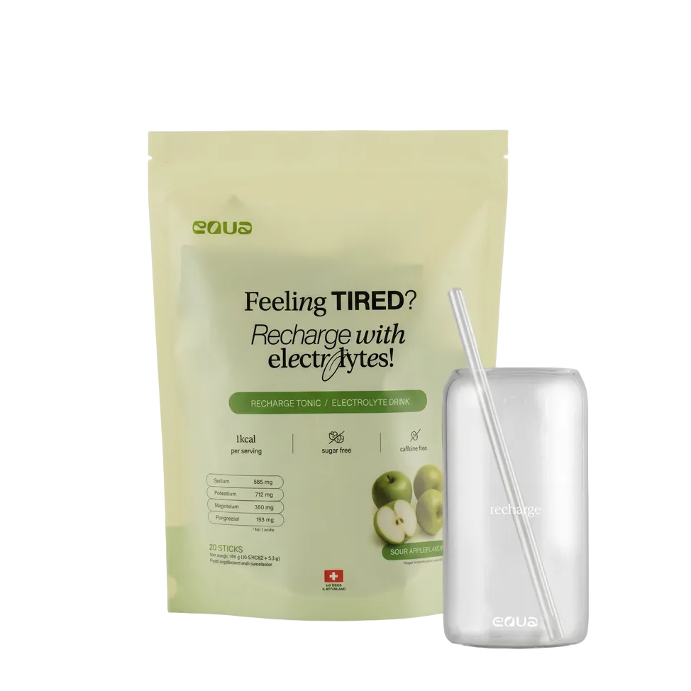Obuolių skonio elektrolitų ir stiklinės rinkinys "Sour Apple"
