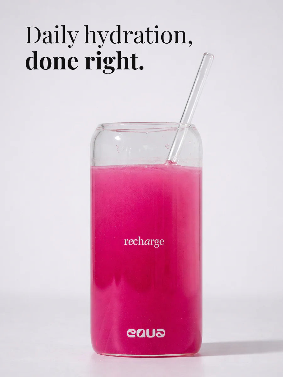 Stiklinė Recharge + šiaudelis